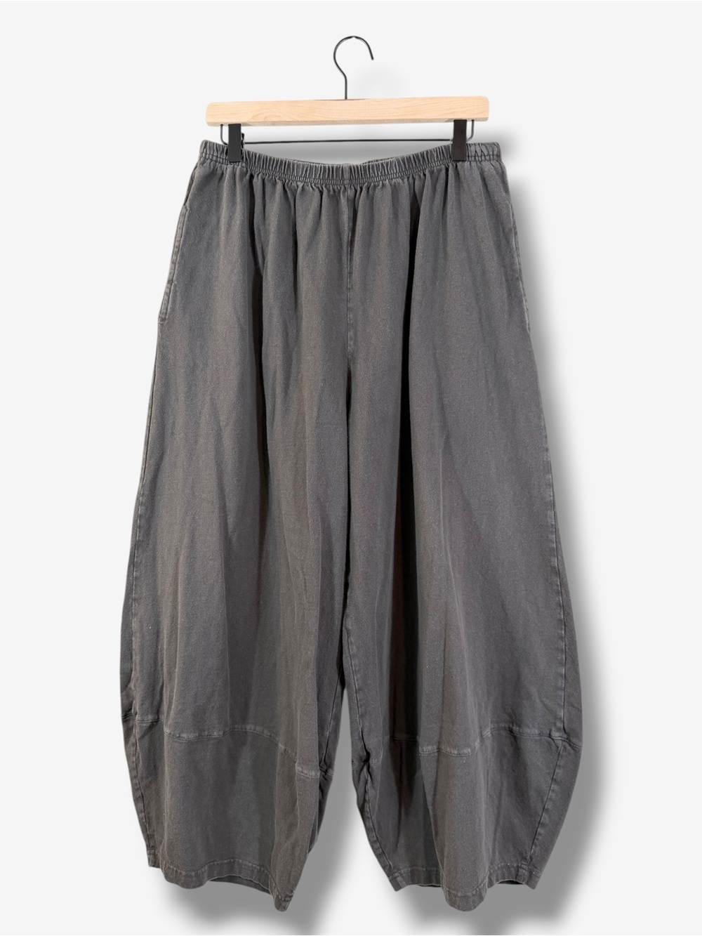 Pacific Cotton San Francisco Charcoal Barrel Leg Pants Lagenlook Wide Leg Large